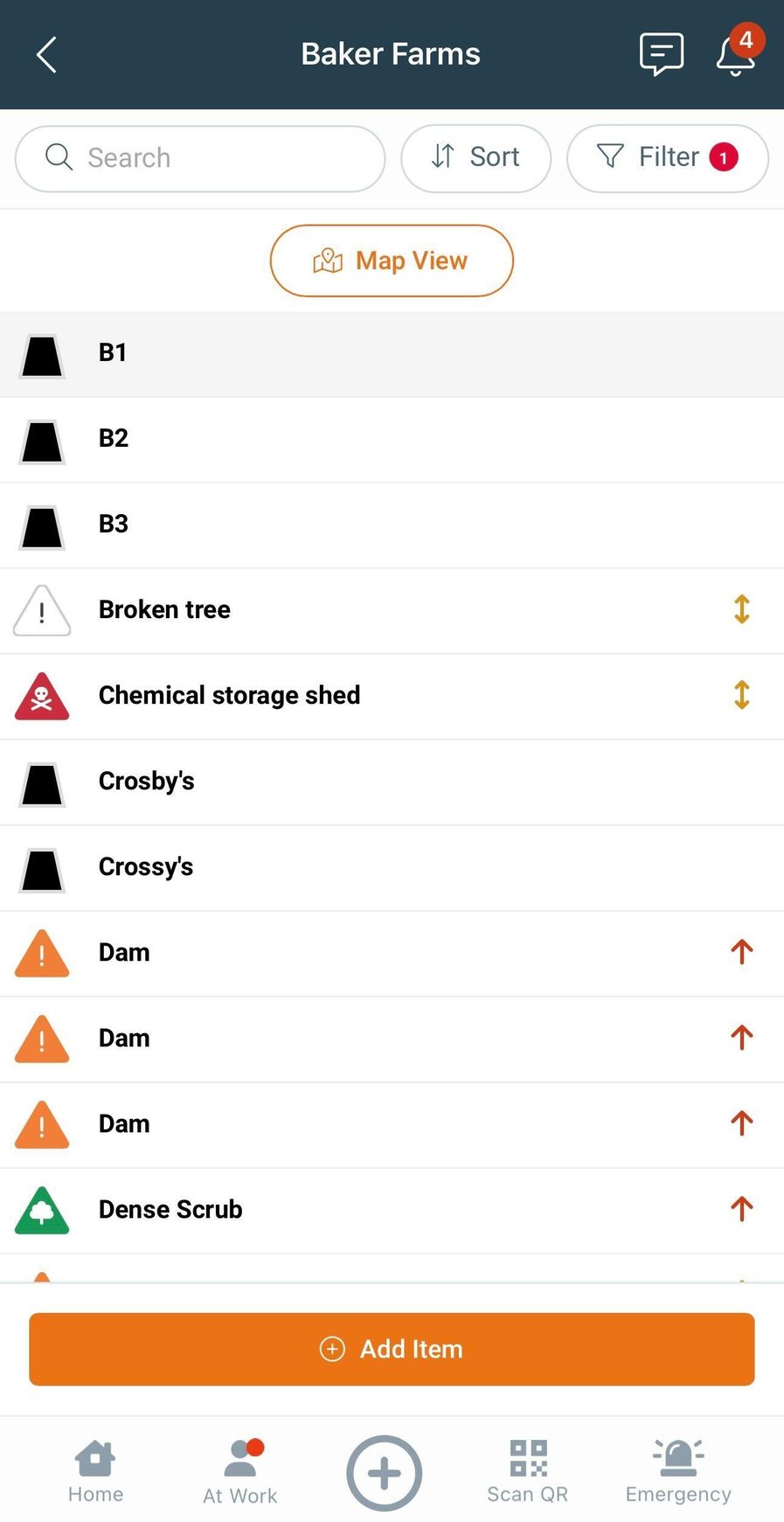 Viewing Hazards or Items (App)
