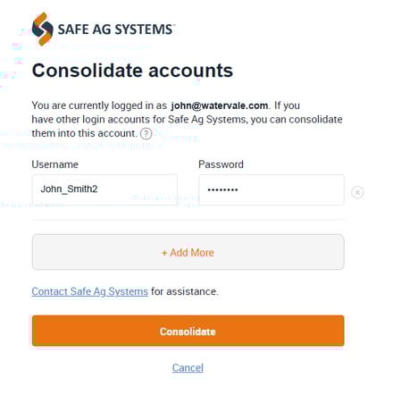 Consolidate accounts screen