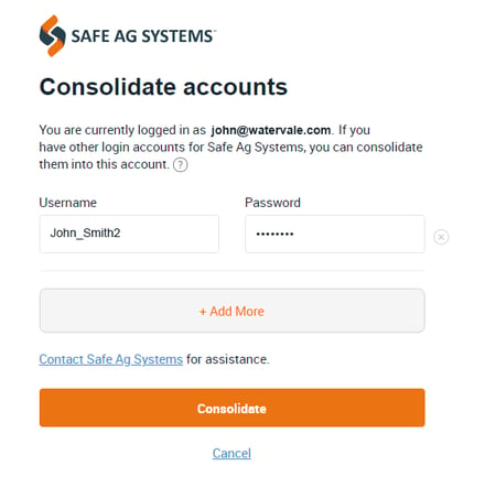 Consolidate accounts screen