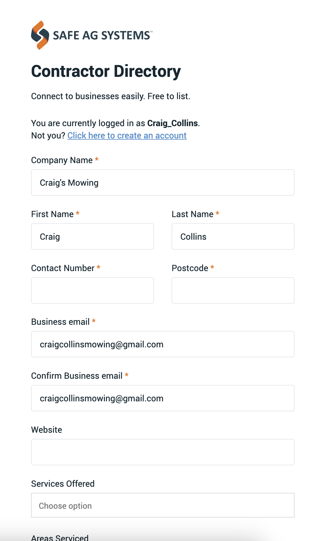 Creating a free listing in Safe Ag Systems Contractor Directory and ...
