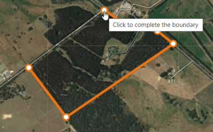 click to complete the boundary