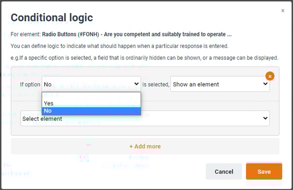conditional logic screen