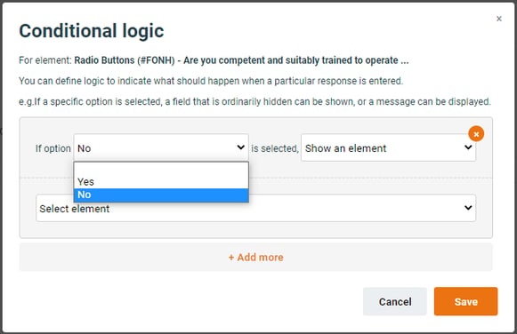 Conditional logic radio buttons
