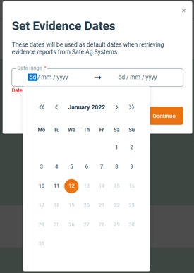 set evidence dates