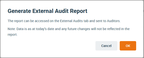 Generate external audit report