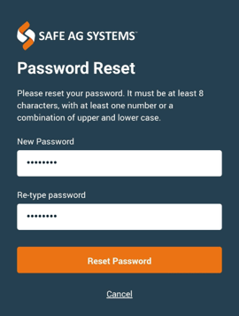 Please reset your password mobile screen