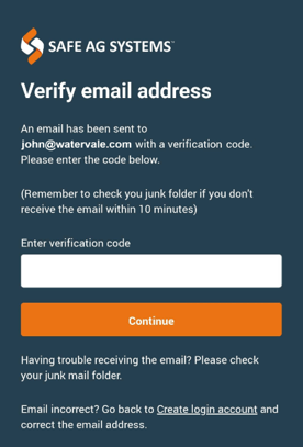 Verify email address mobile screen