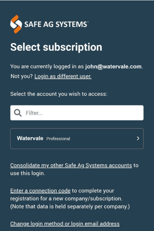 Select Subscription Screen
