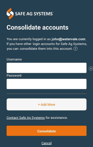 Consolidate accounts screen