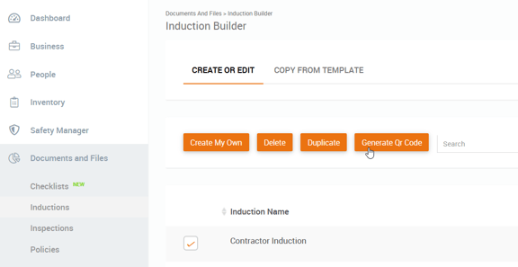 Induction Builder - create or edit