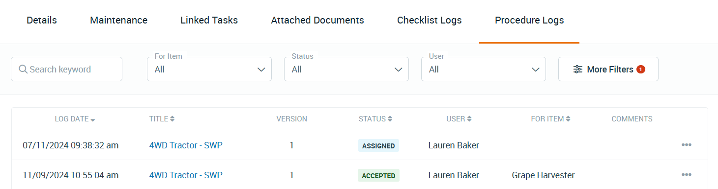 Viewing Procedure Logs