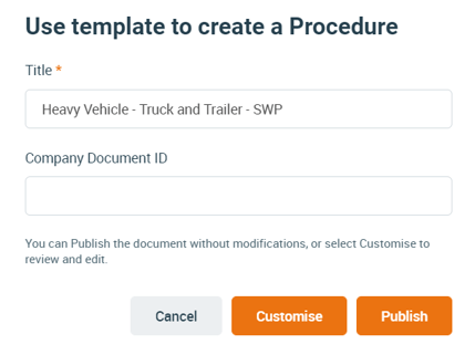Use template to create a Procedure