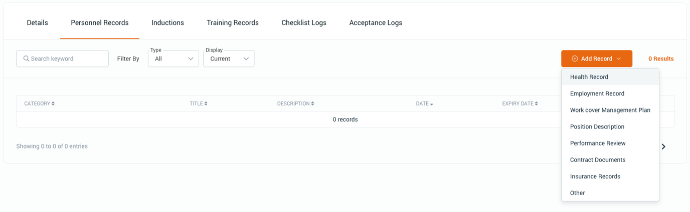 Adding User Health Record