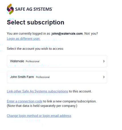 Select Subscription screen