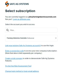 Connecting to a Safe Ag Systems Subscription
