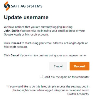 Update username desktop screen
