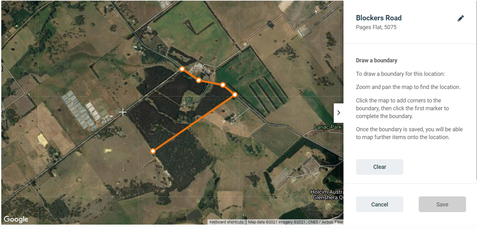 Blockers Road Location; draw a boundary