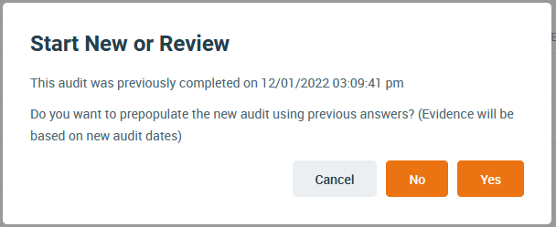 start new or review audit