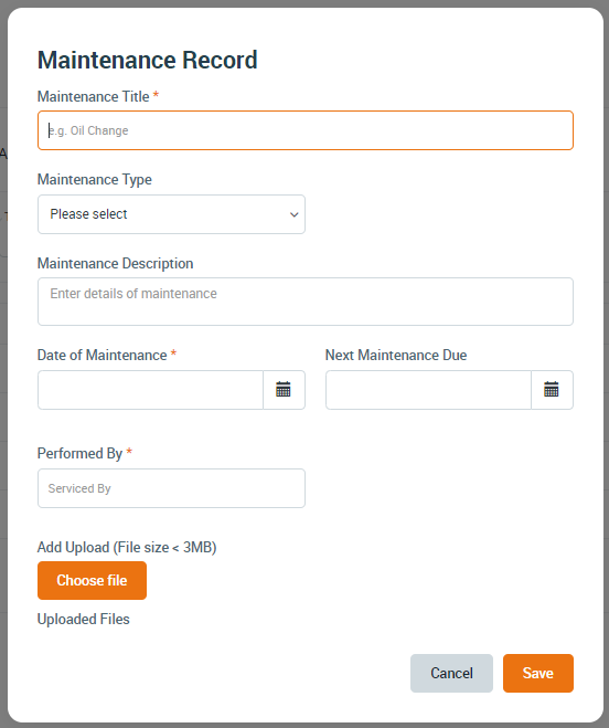 maintenance record form
