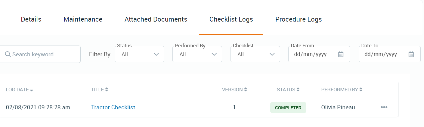 Checklist logs